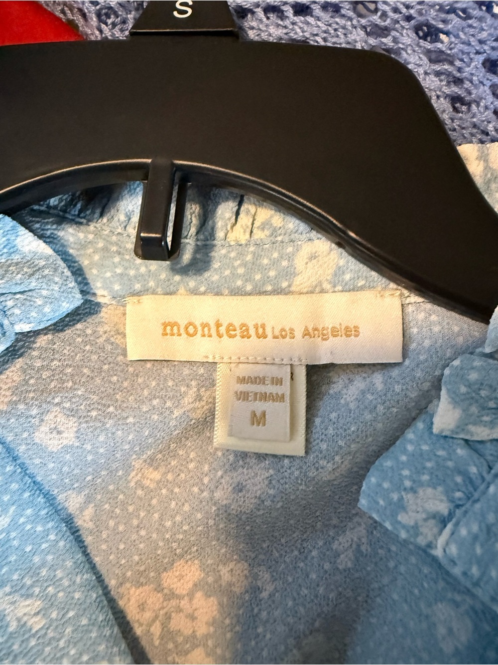 Monteau Light Blue Floral Wrap Top - Picture 3 of 3